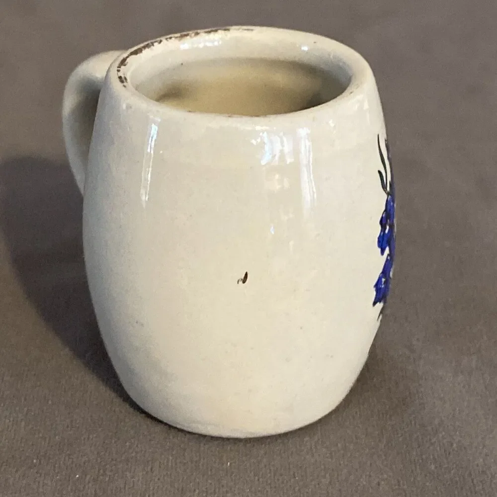 West Germany Stoneware Shot Glass Stein Mug Handle Miniature Vintage Kissing